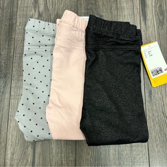 H&M Grey Black Polka Dots Pink and Denim Jeggings - Picture 2 of 5